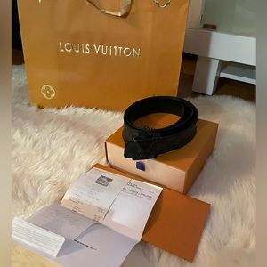 ❌❌❌Pre-Owned Louis Vuitton Initiales 40 mm Wide Belt Damier Graphite 90cm/36in